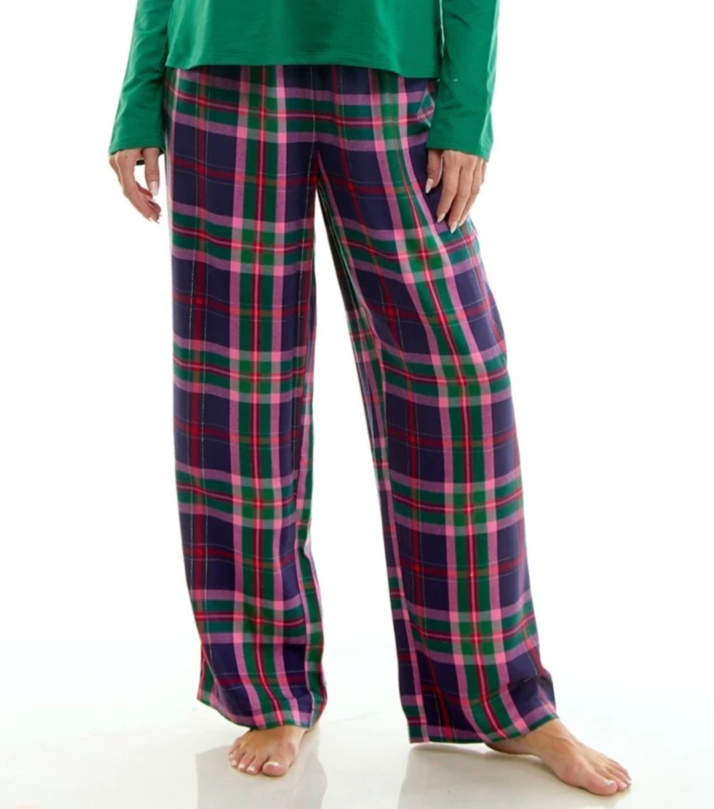 NWT Roudelain Plaid Pajama Flannel Pants Small Gingerbread Contrast Waistband
